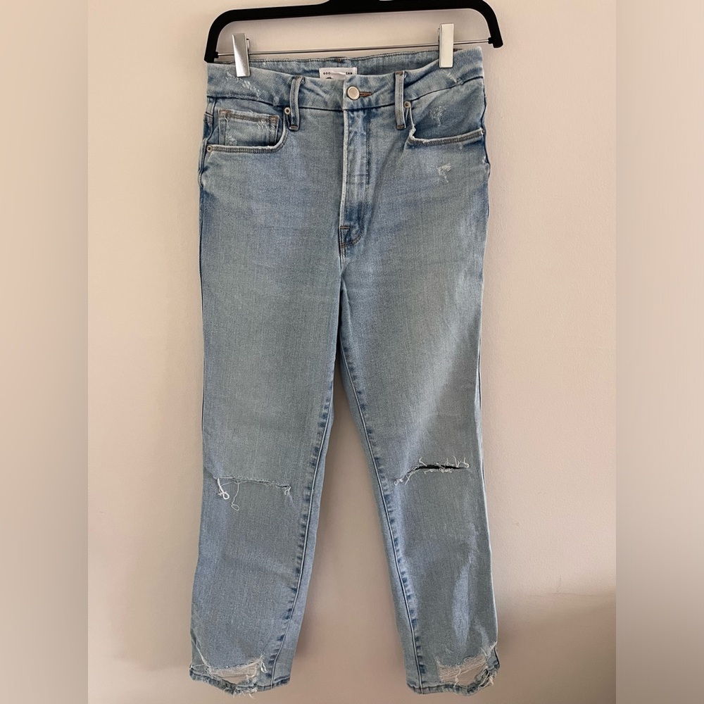 Good American Good Curve Straight Leg Distressed